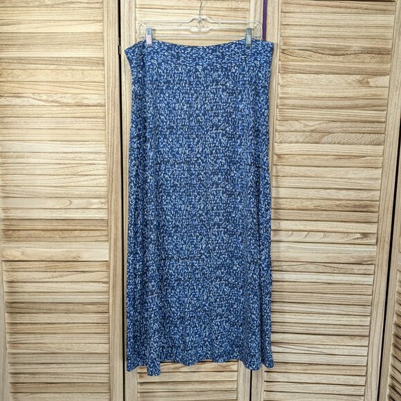 Roz & Ali Blue Patterned Maxi Skirt Size 1X - Picture 4 of 6